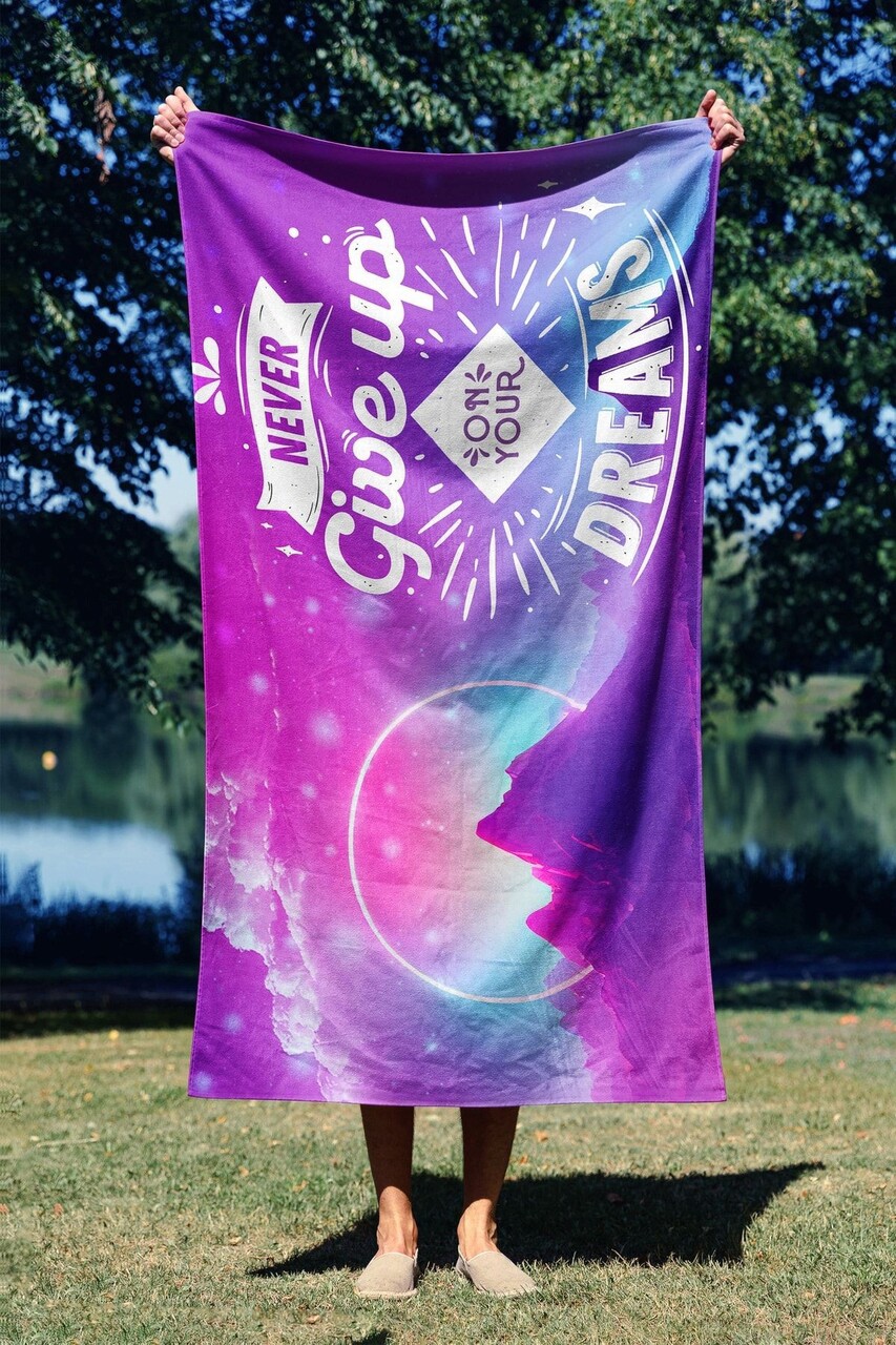 Prosop de plaja, L'essentiel Maison, Never Give Up 90, 90x150 cm, Multicolor - imagine 7